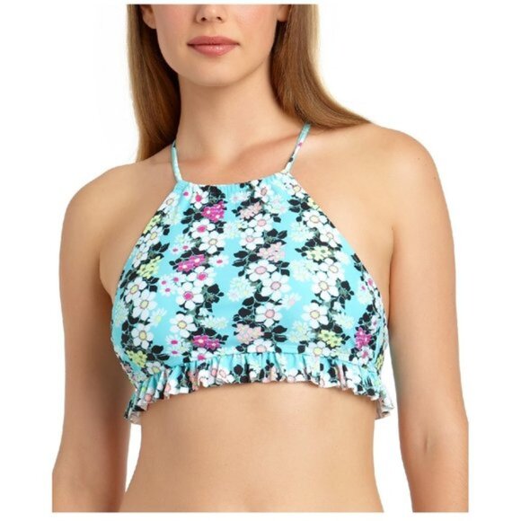 California Waves Floral-Print Swim Bikini Top - Picture 1 of 10